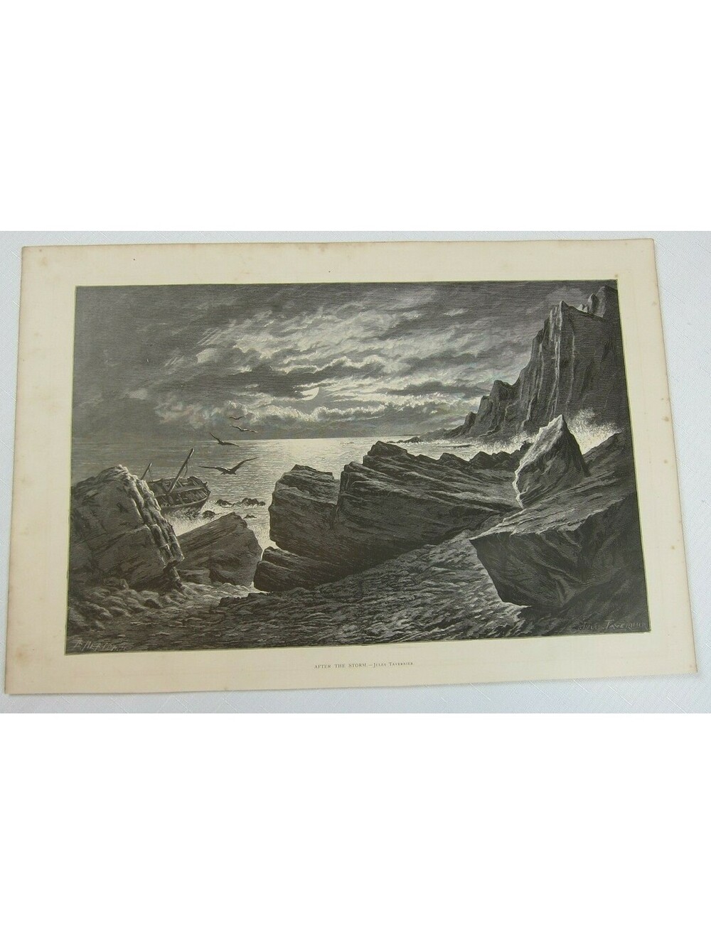 Antique 1872 Wood Engraving Print After the Storm by Jules Tavernier, The Aldine